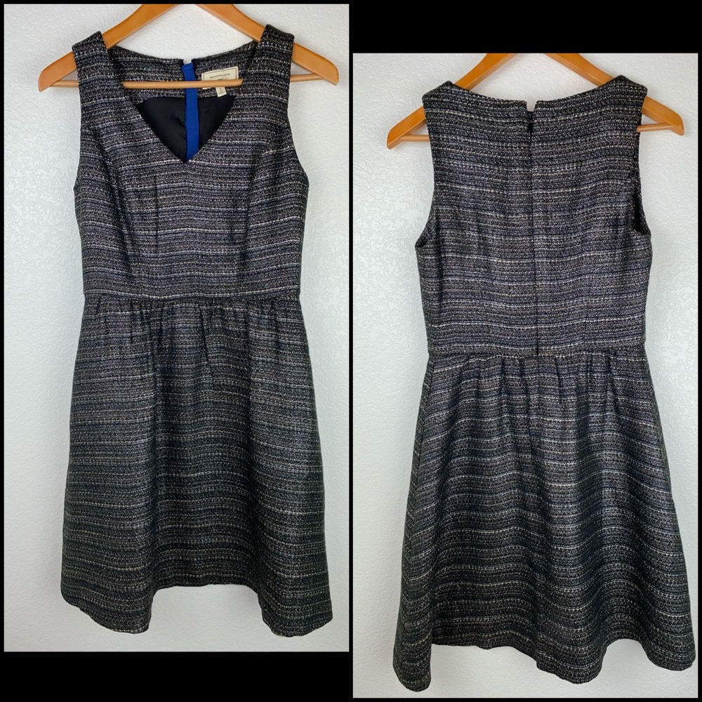 Anthro Moulinette Soeurs Metallic Tweed A-Line Dress w/Pockets - Picture 4 of 8
